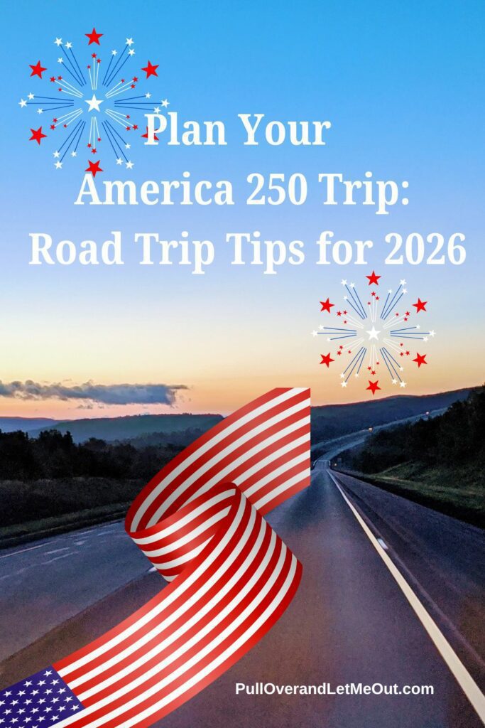 a picture of a road at sunset with a flag and fireworks on it