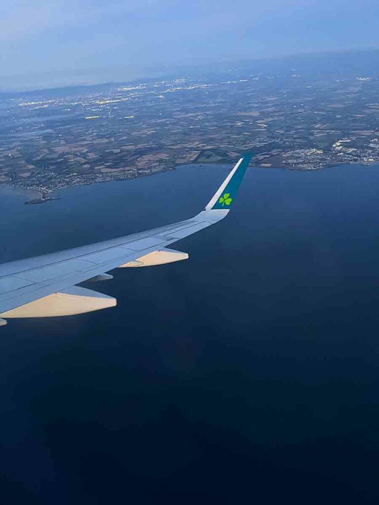 Aer Lingus plane wing from the window
