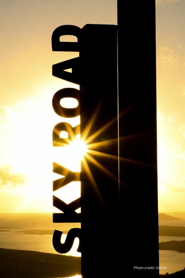 a road sign that says Sky Road