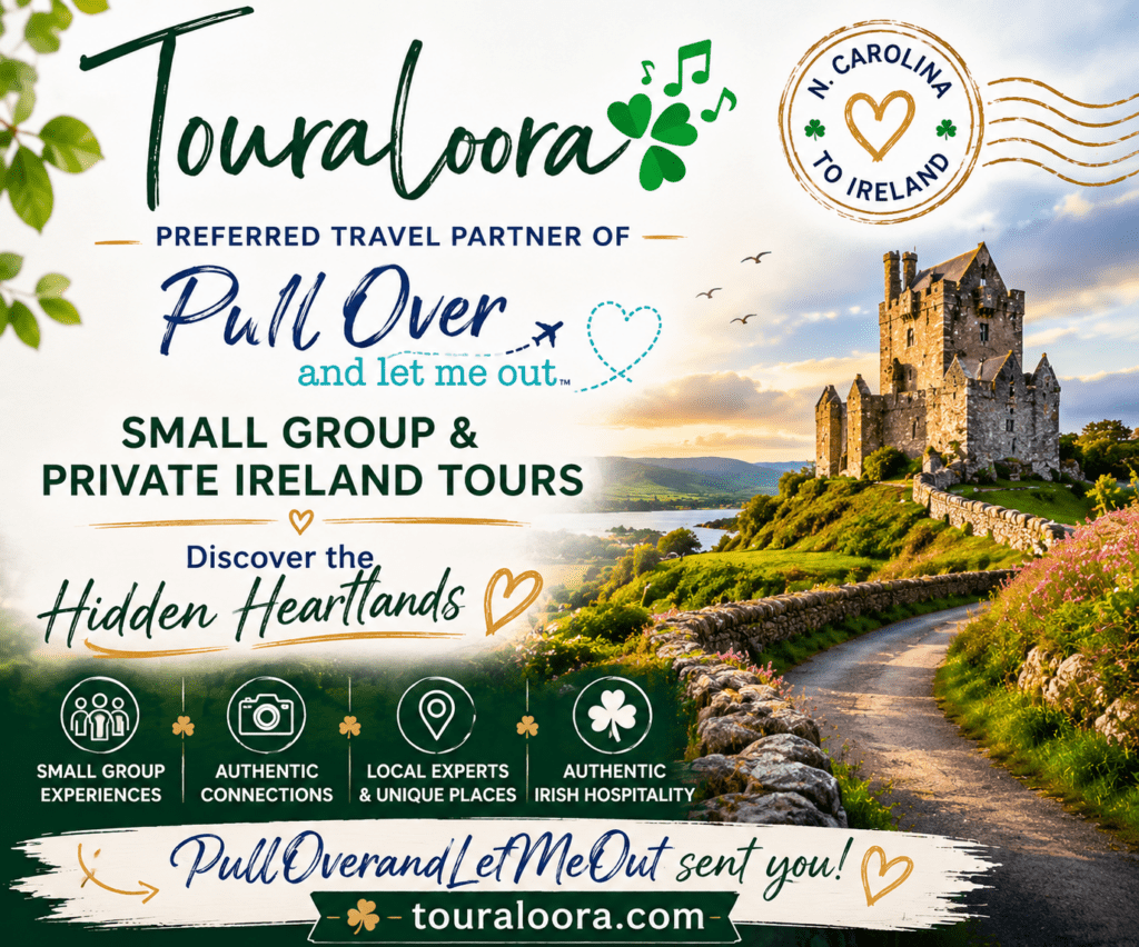 an banner ad with an Irish castle on it