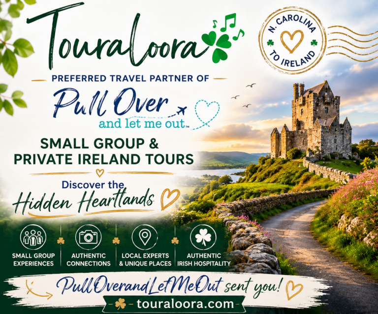 an banner ad with an Irish castle on it