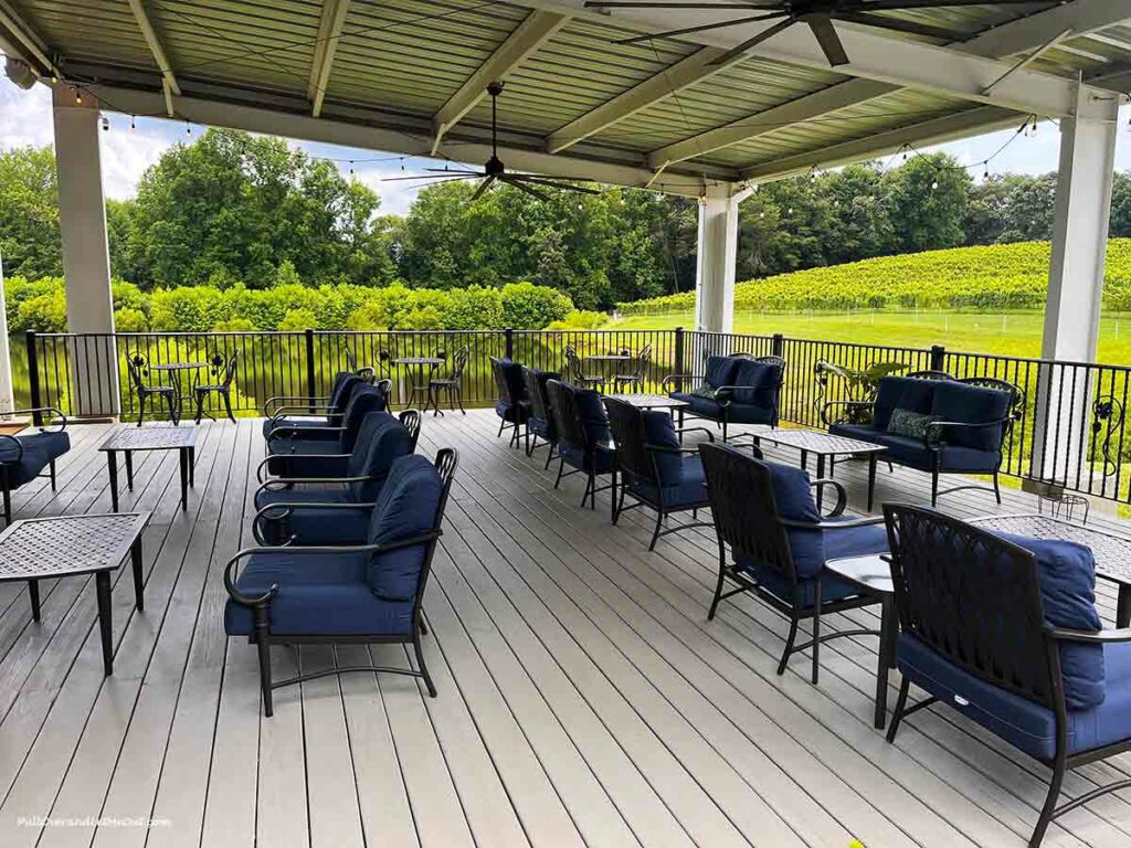 covered outdoor seating at a winery